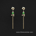 18K Real Gold Imperial Green Jadeite Earrings